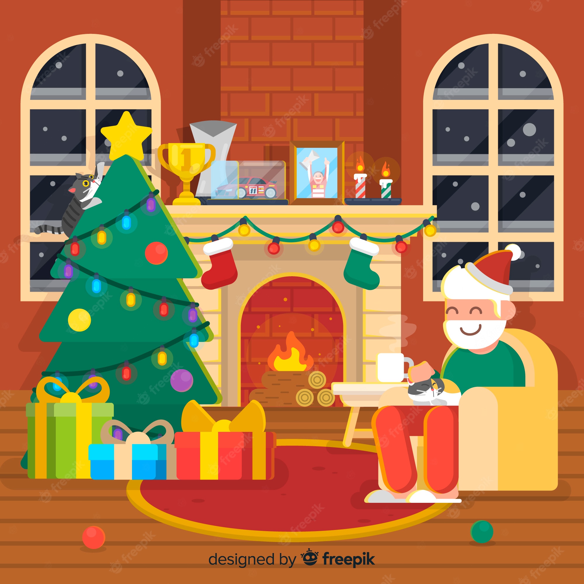 Christmas Fireplace Background