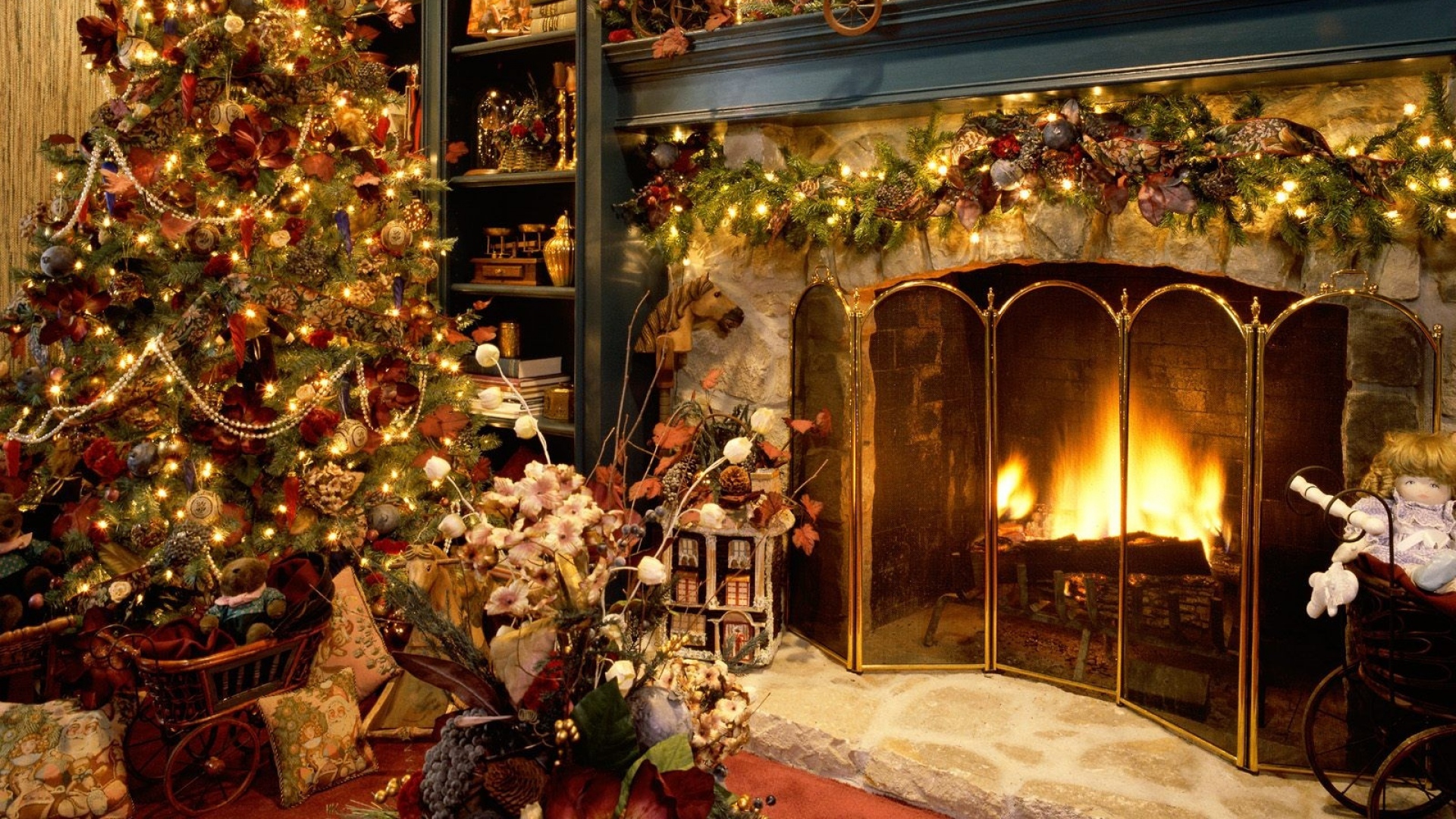 Christmas Fireplace Background