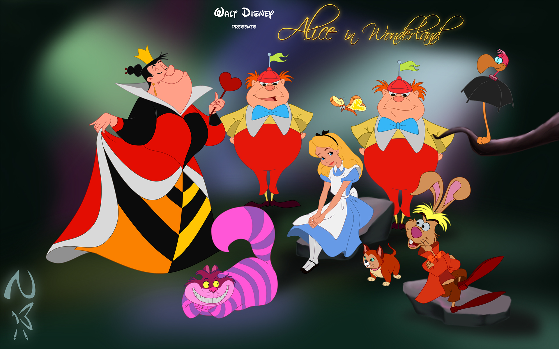 Alice In Wonderland Cartoon Background