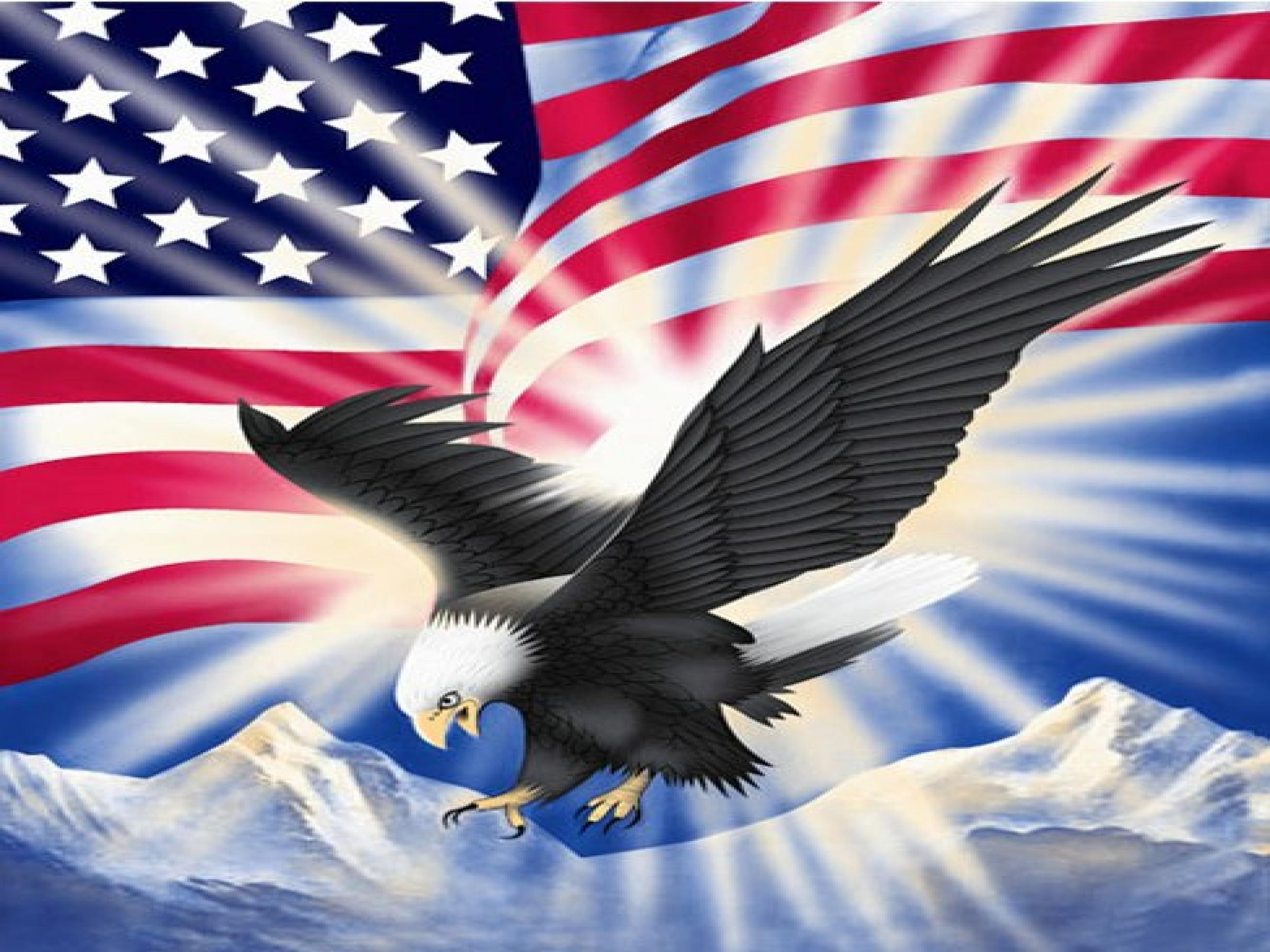 American Flag And Eagle Background