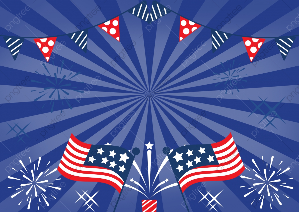 American Flag With Fireworks Background