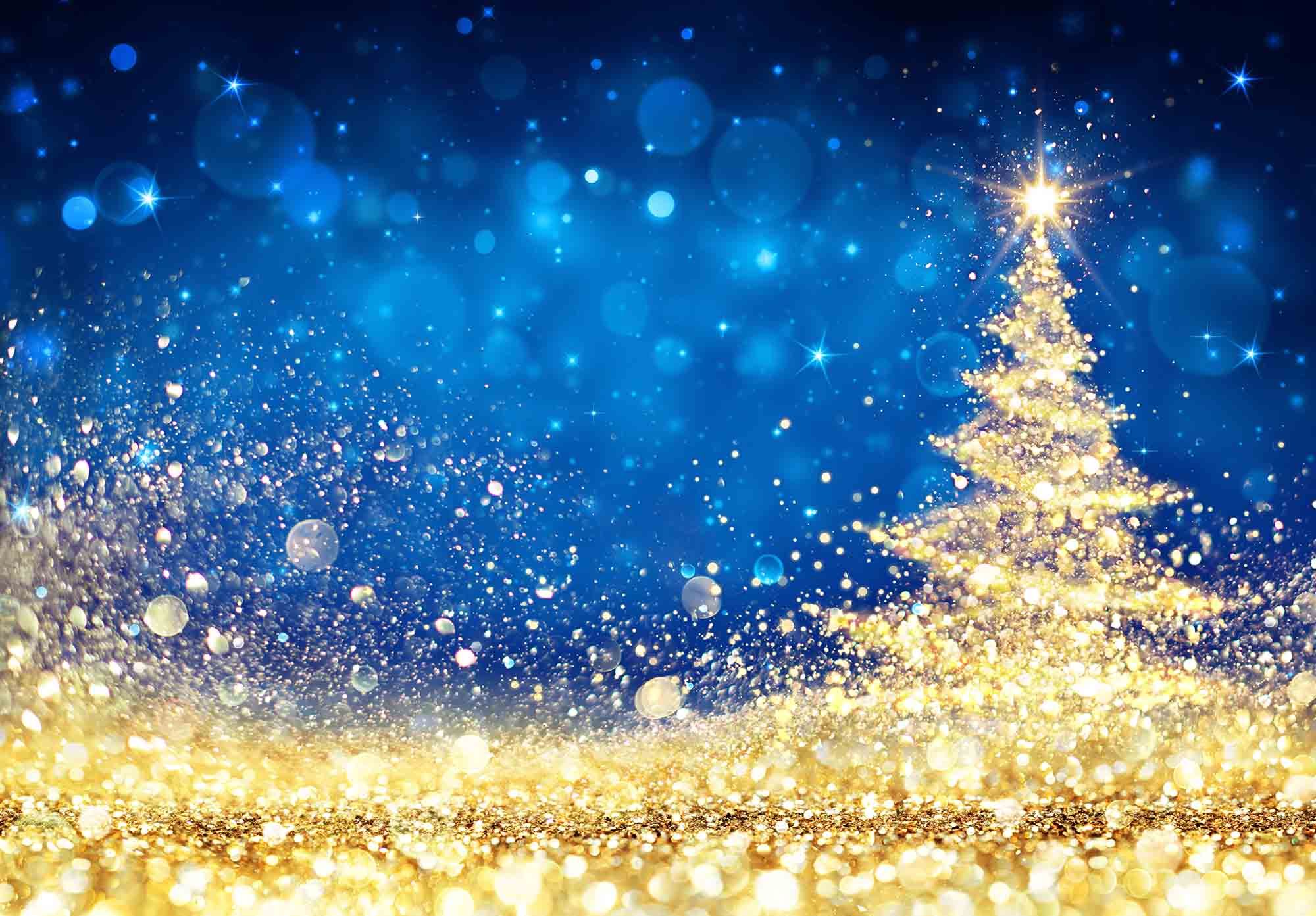 Blue And Gold Christmas Background