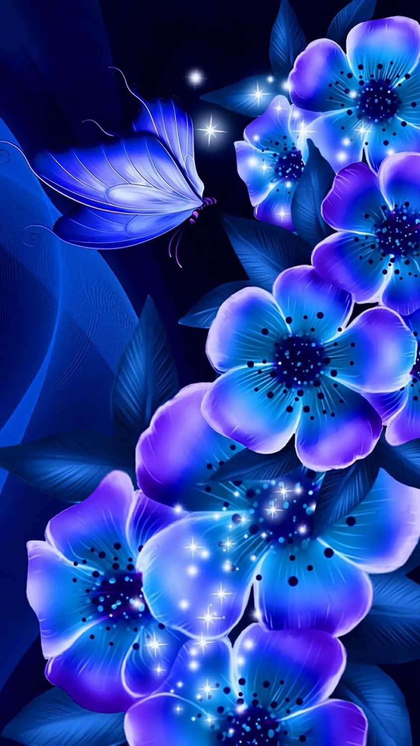 Blue And Purple Flowers Background