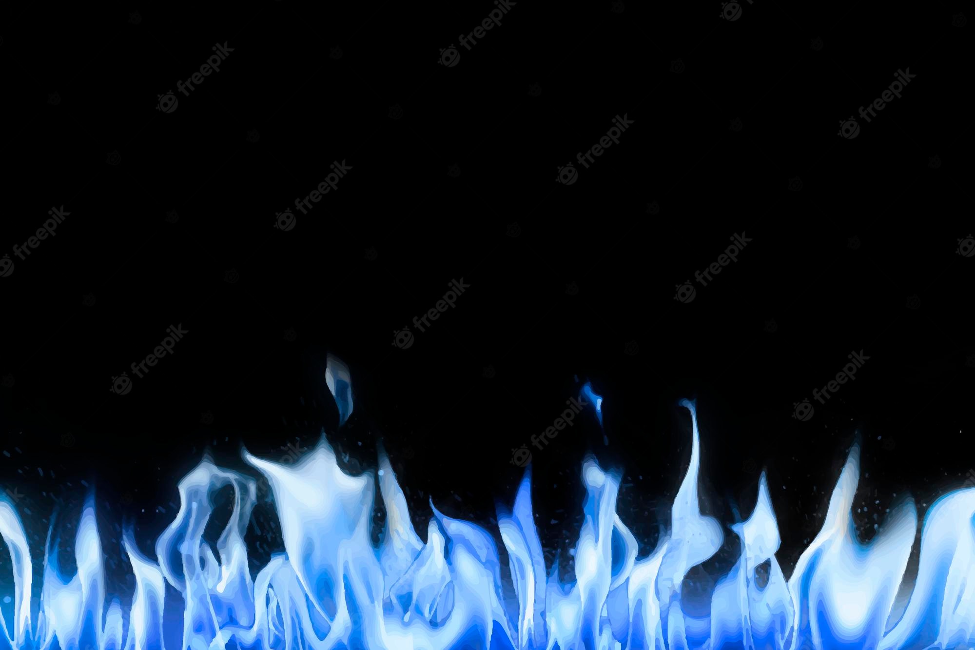 Blue Fire Black Background