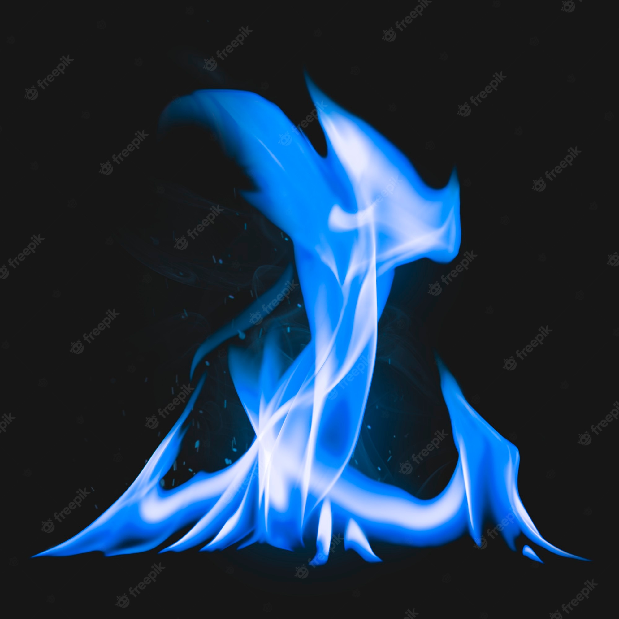 Blue Fire Black Background