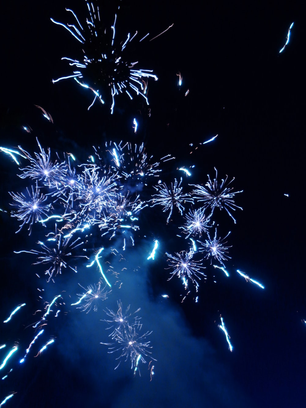 Blue Fireworks Background