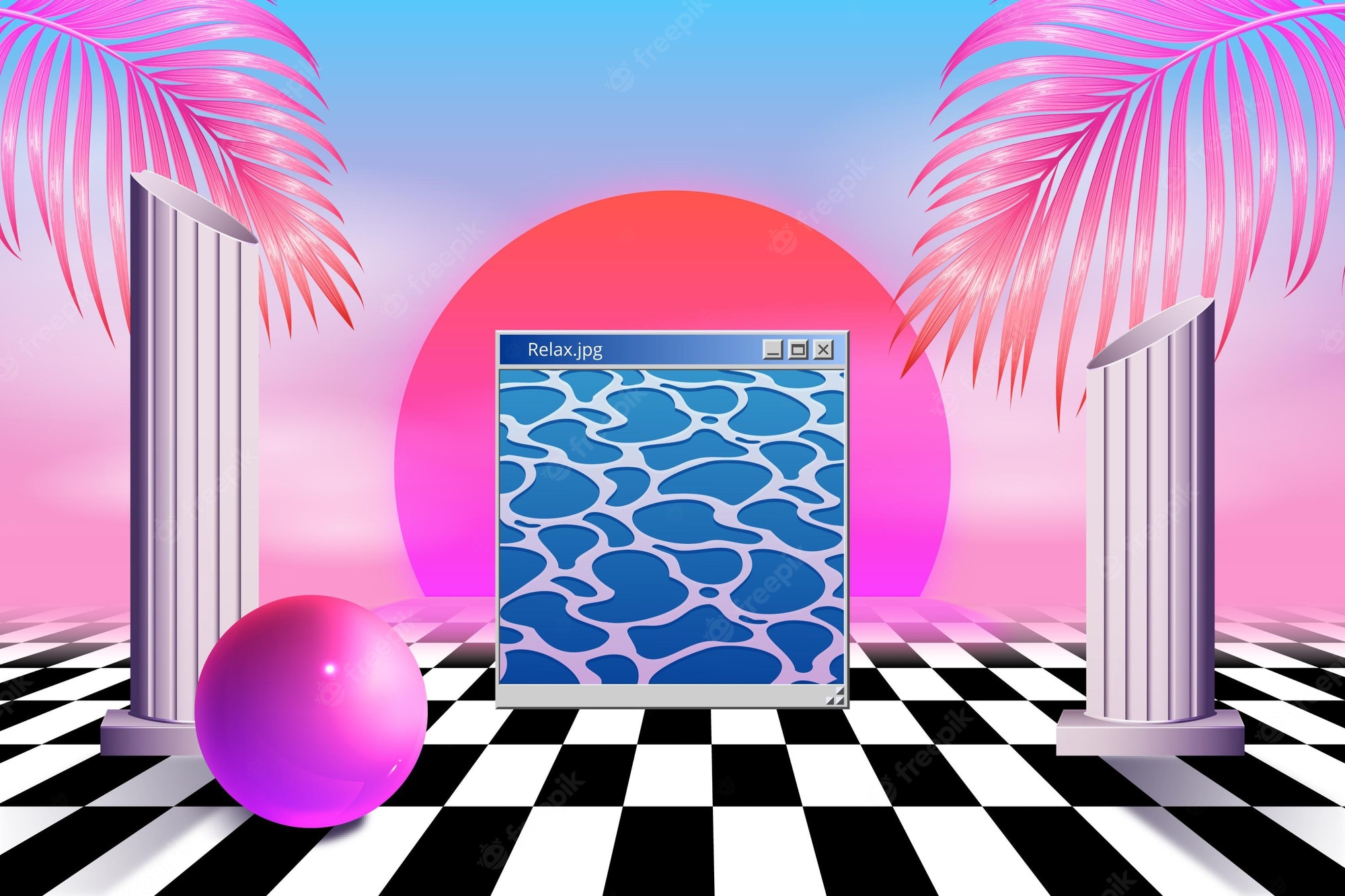 Blue Vaporwave Background