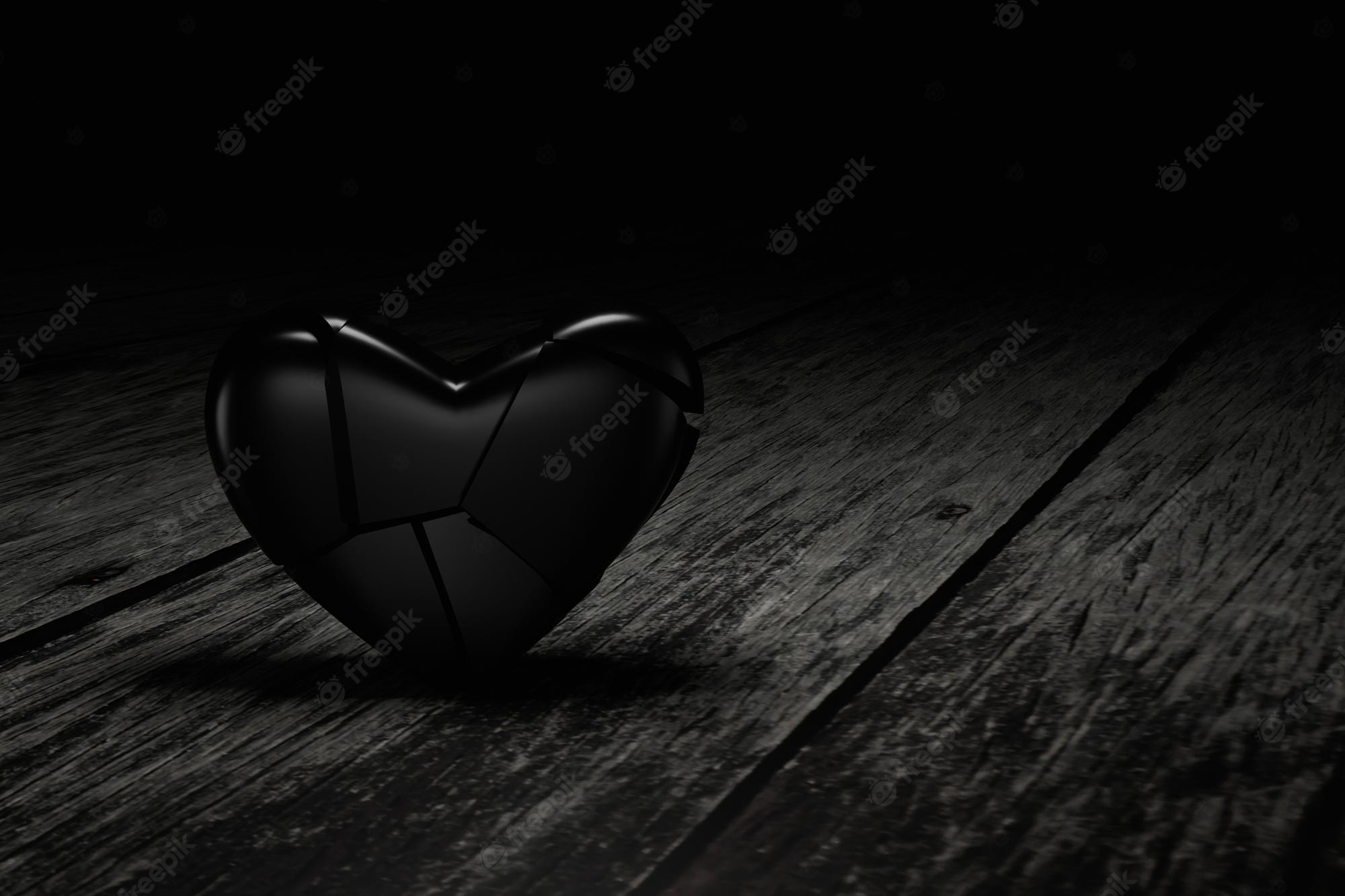 Broken Heart Black Background