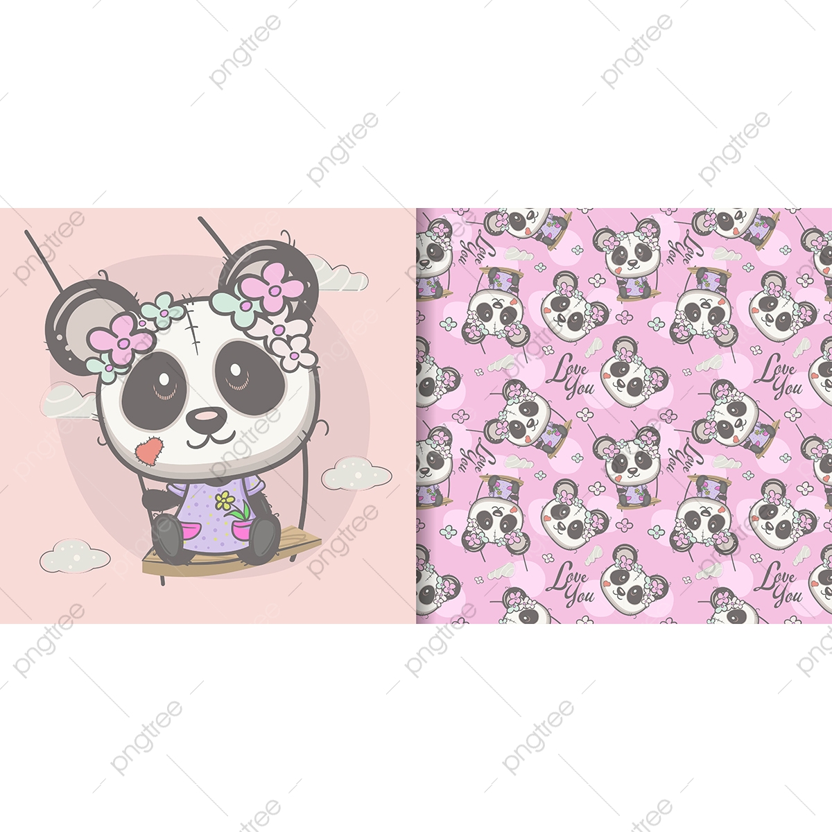 Cute Animated Panda Background