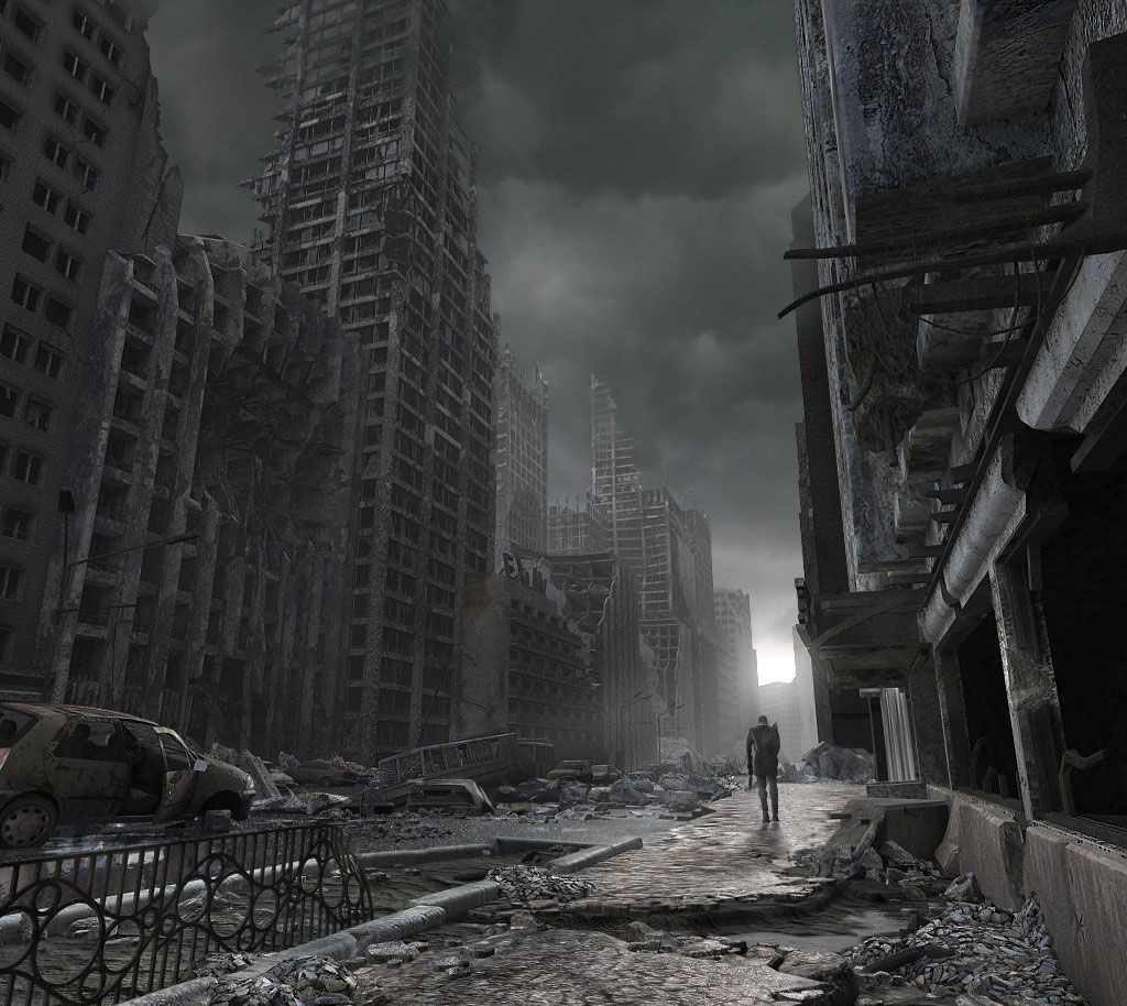 Destroyed Anime City Background