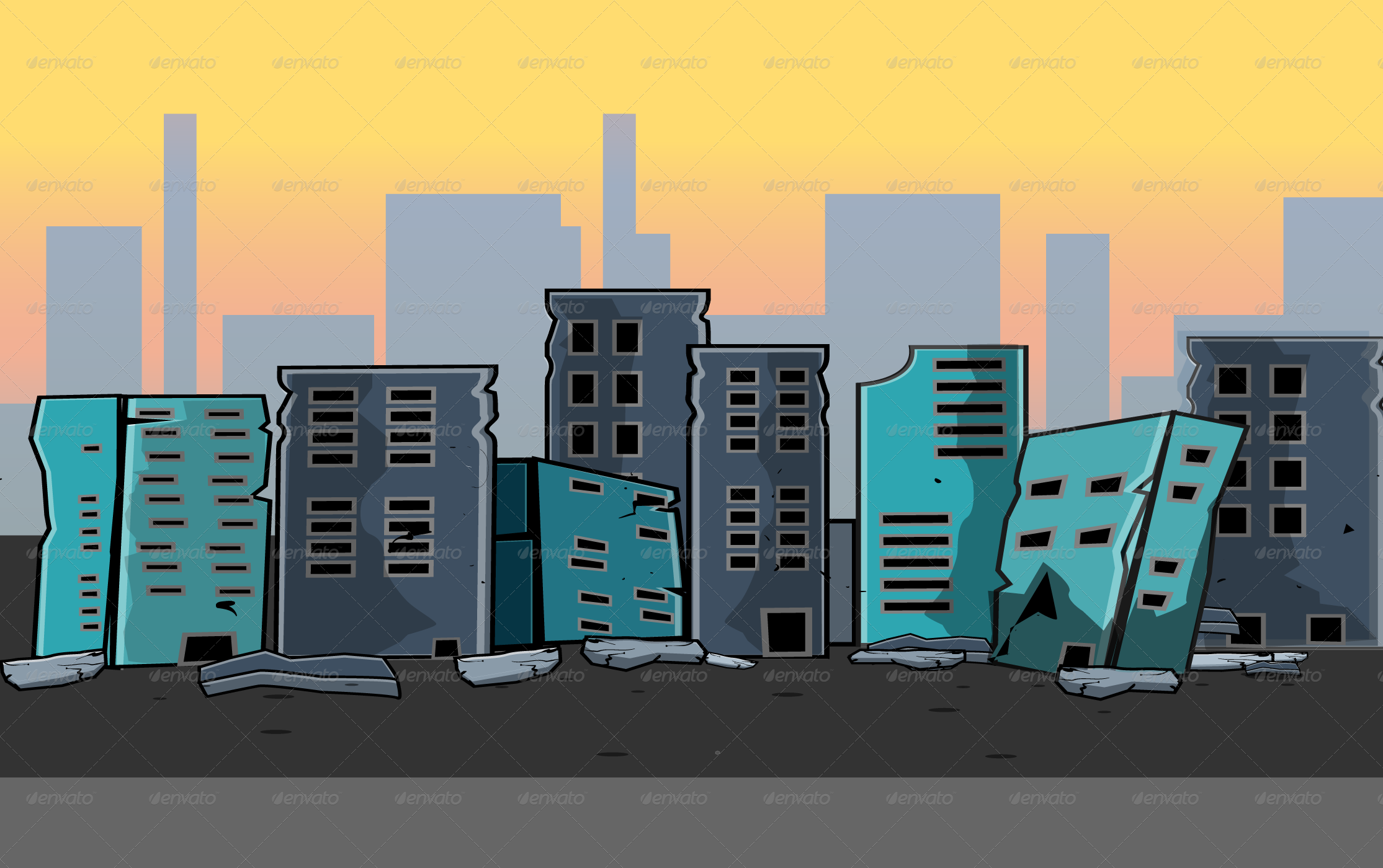 Destroyed City Background