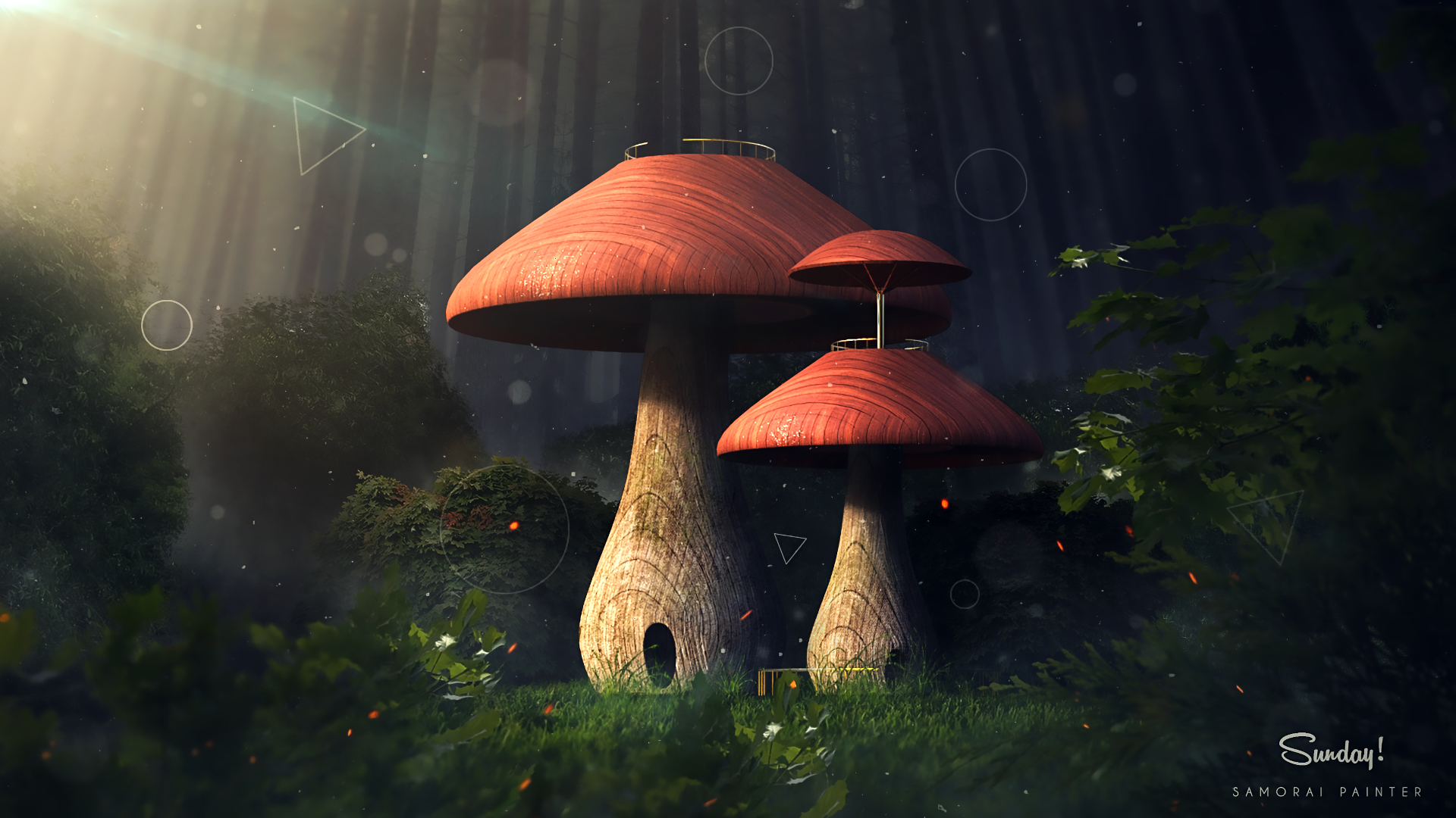 Mushroom Forest Background