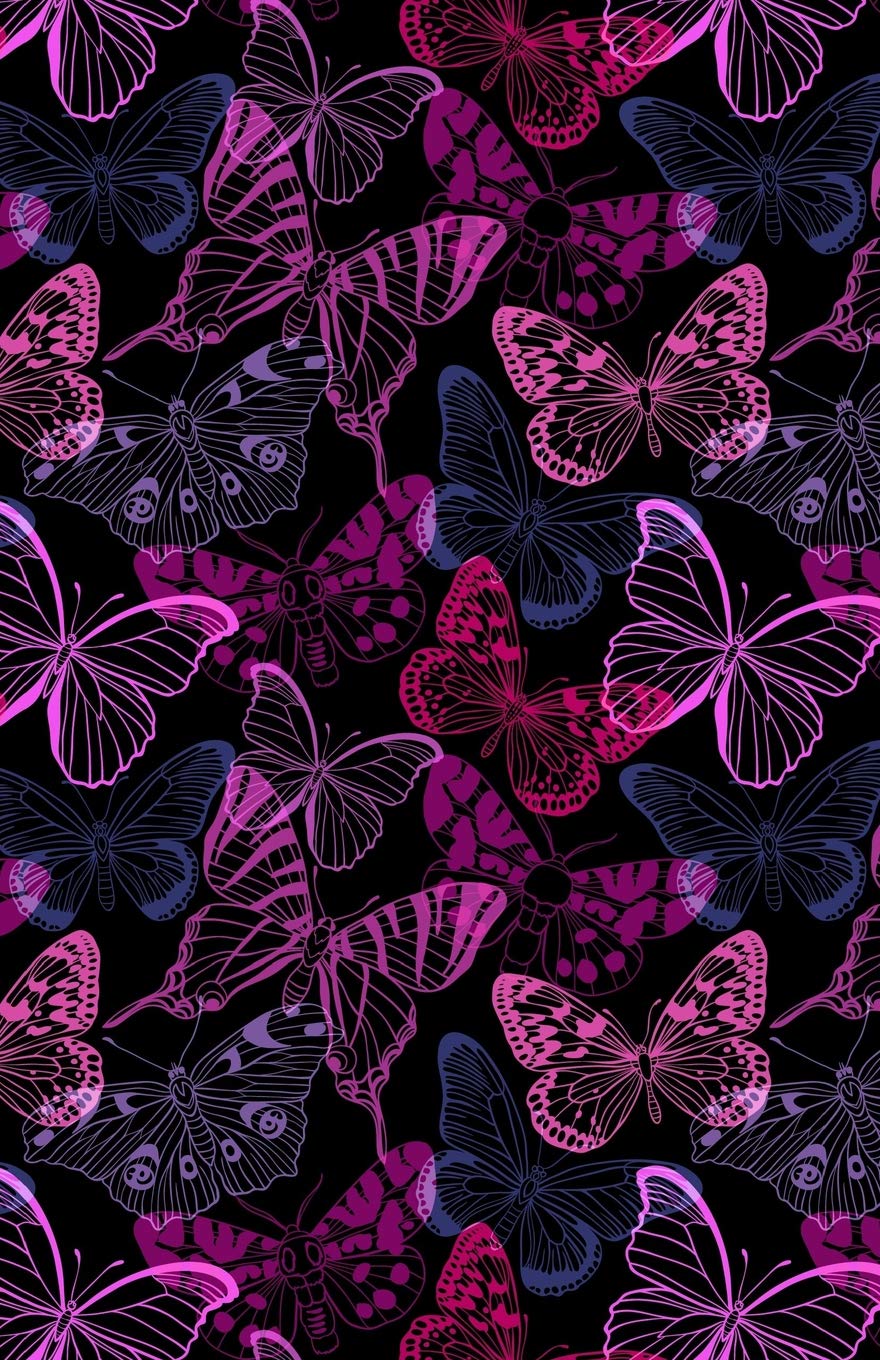 Pink Butterfly With Black Background