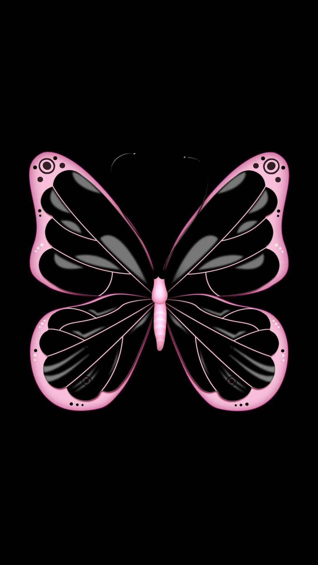 Pink Butterfly With Black Background