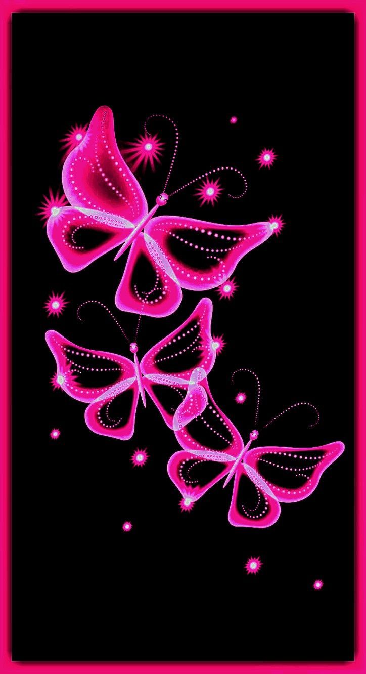 Pink Butterfly With Black Background