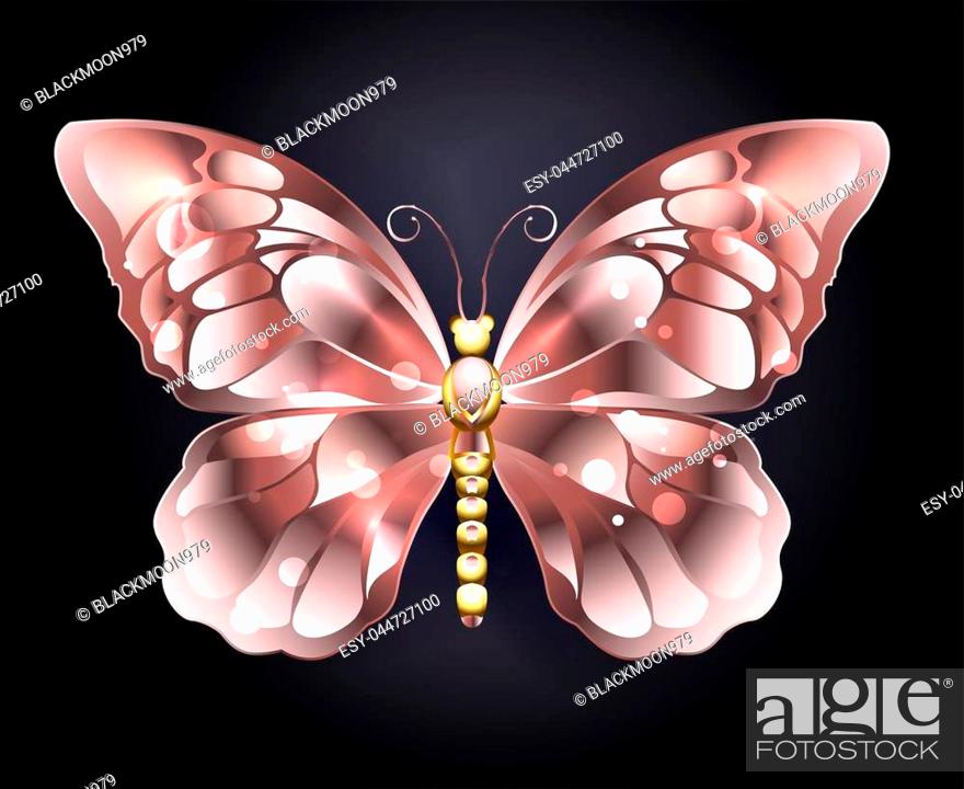 Pink Butterfly With Black Background