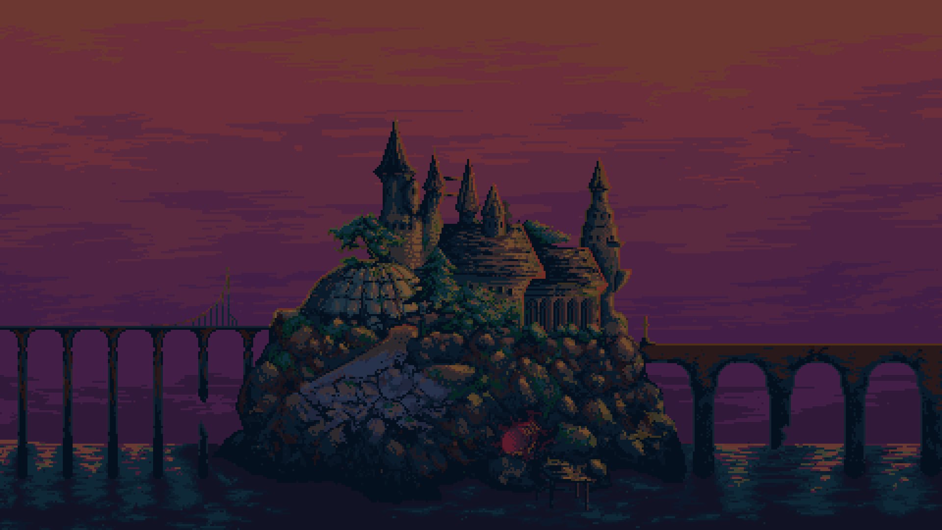 Pixel Castle Background