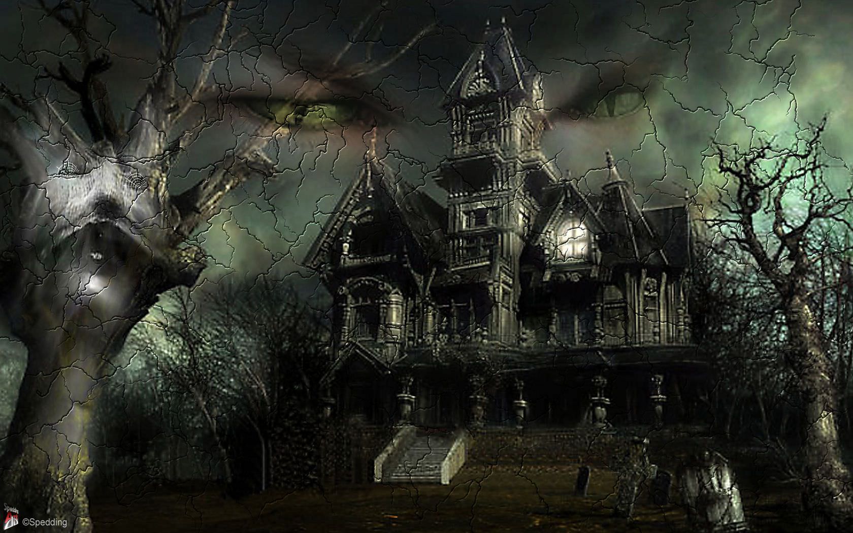 Realistic Haunted House Background