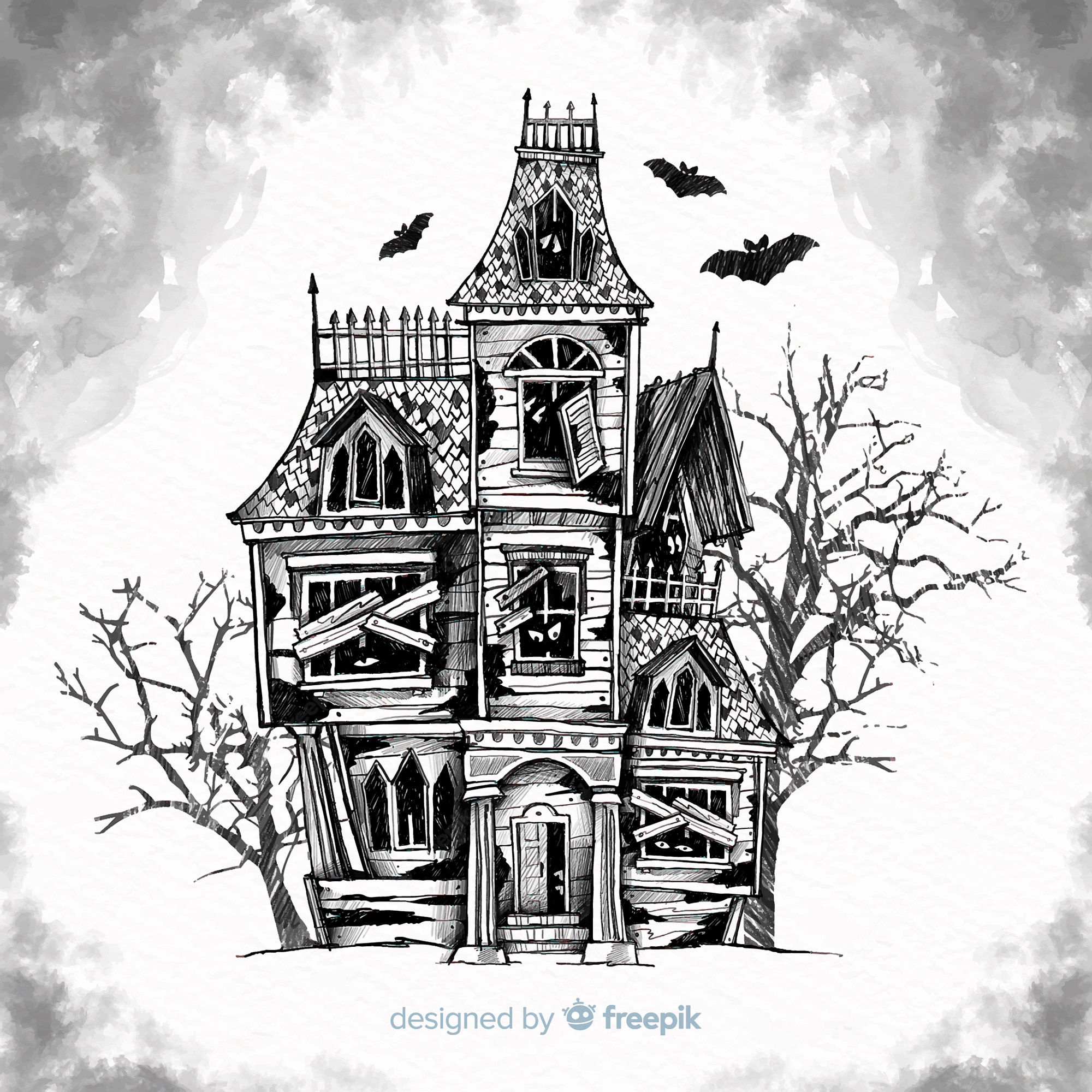 Realistic Haunted House Background