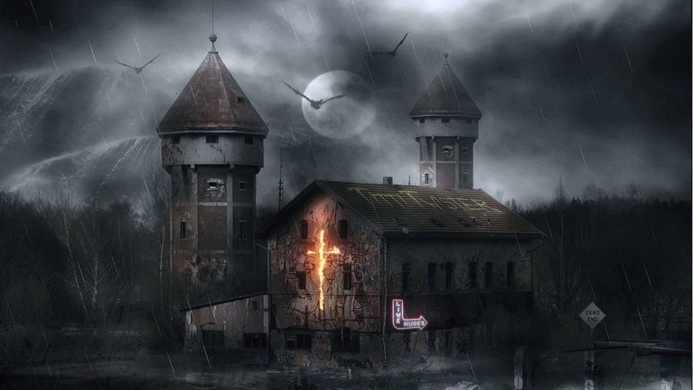 Realistic Haunted House Background