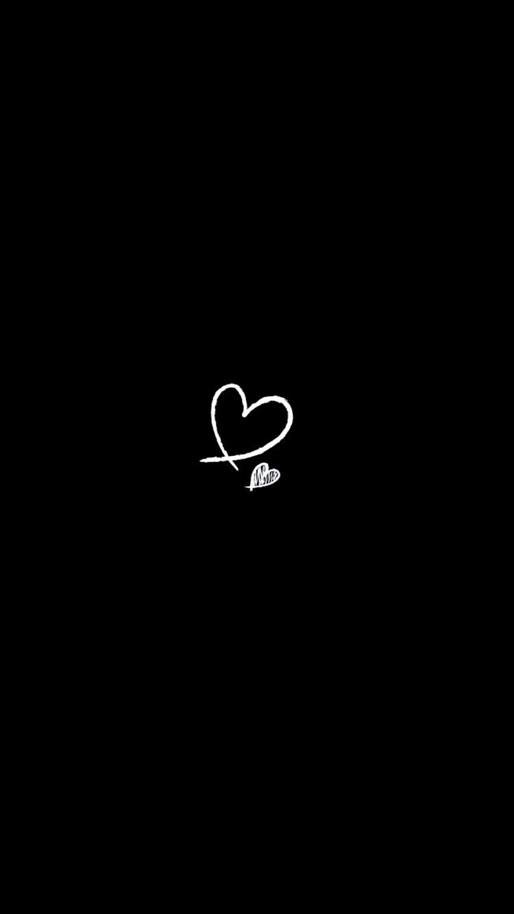 Simple White Heart Black Background