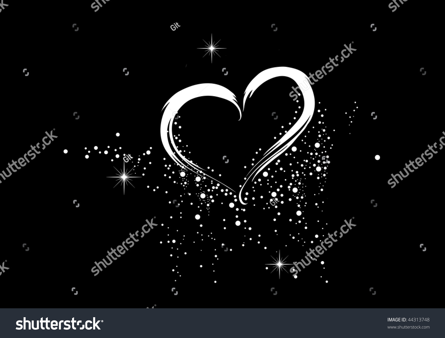 Simple White Heart Black Background
