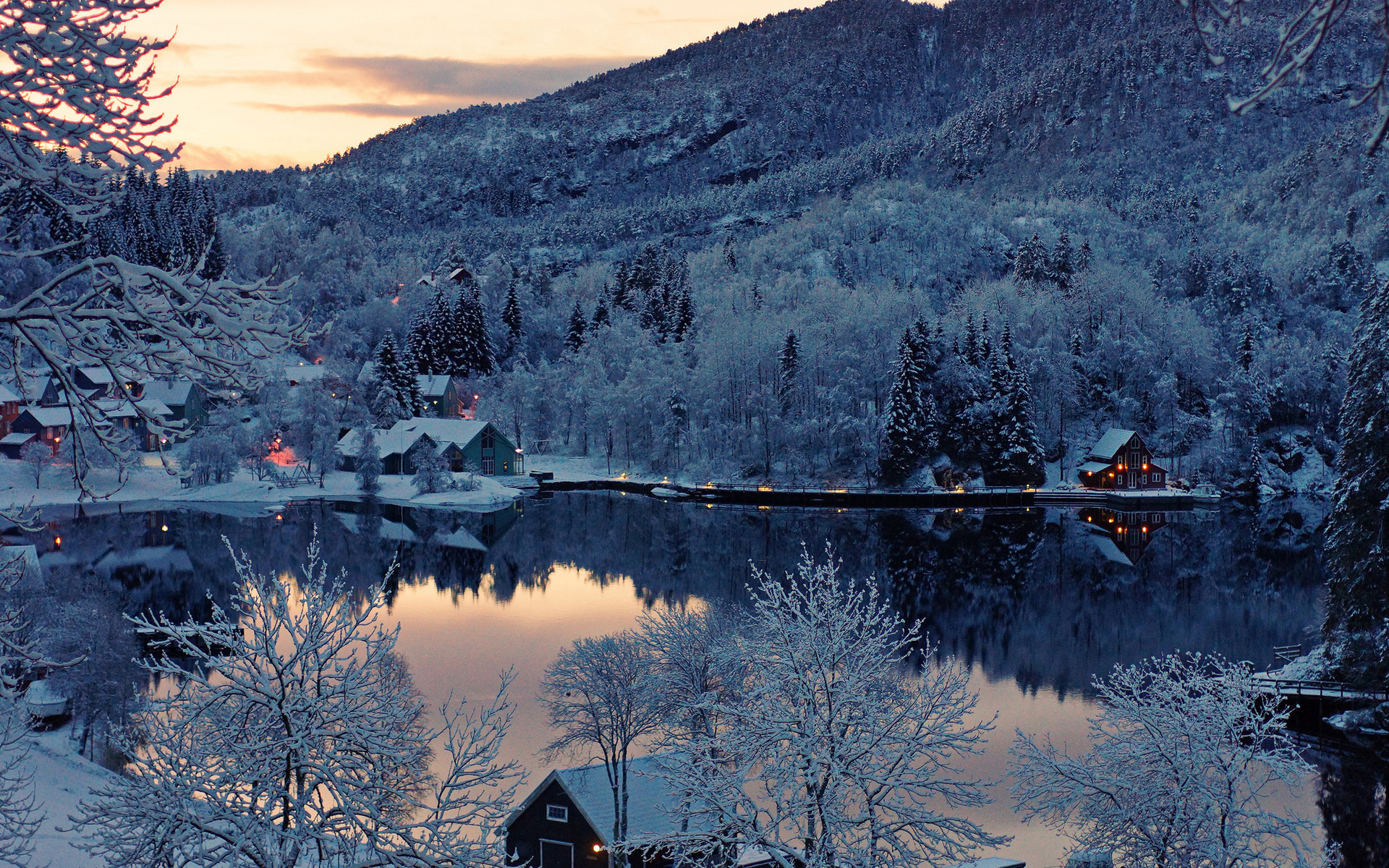 Snowy Village Background