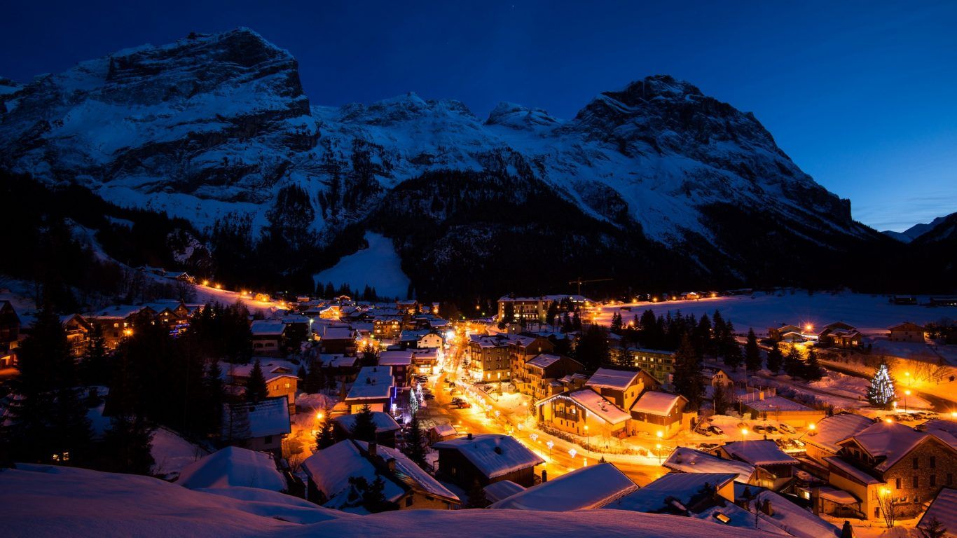 Snowy Village Background