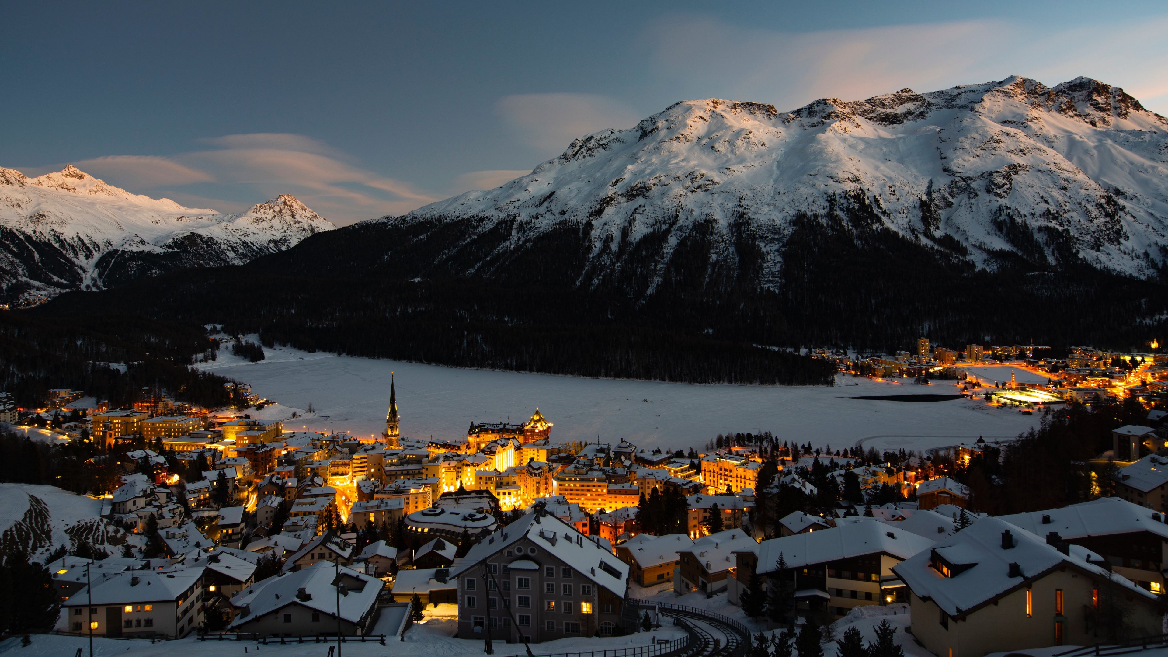 Snowy Village Background