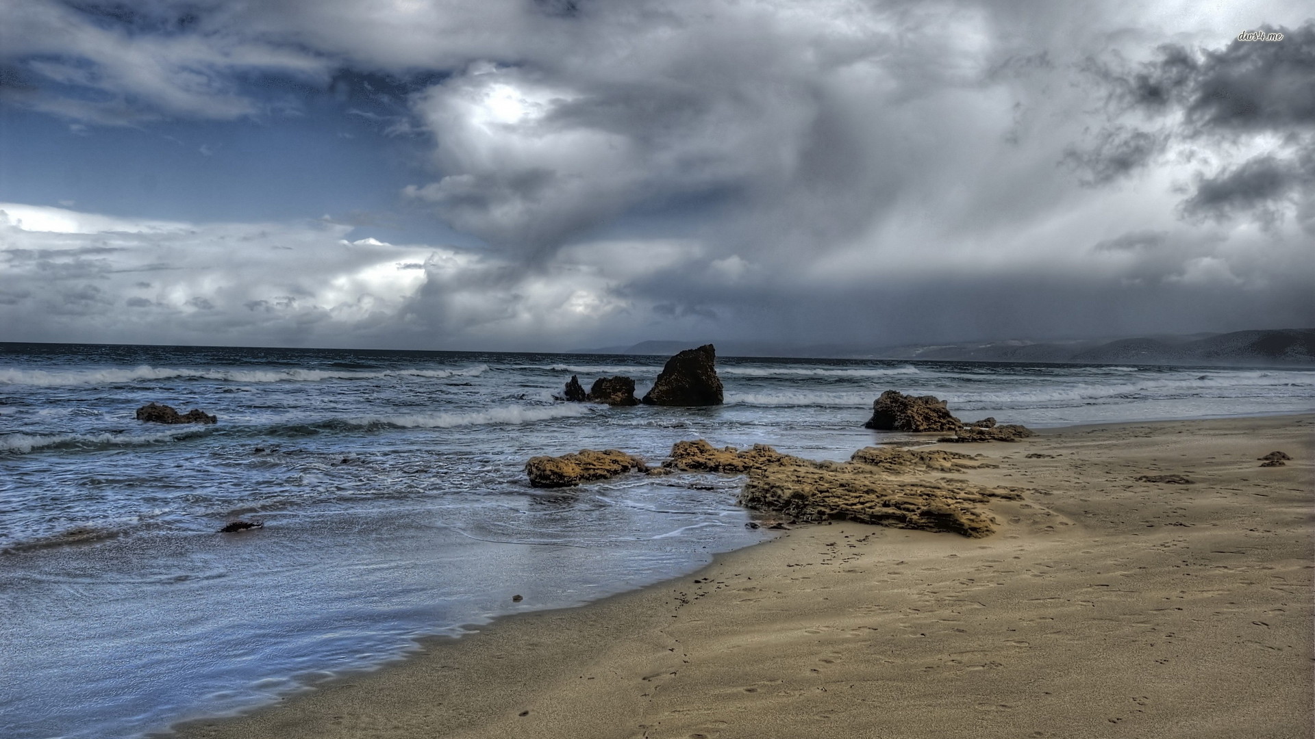 Stormy Beach Background