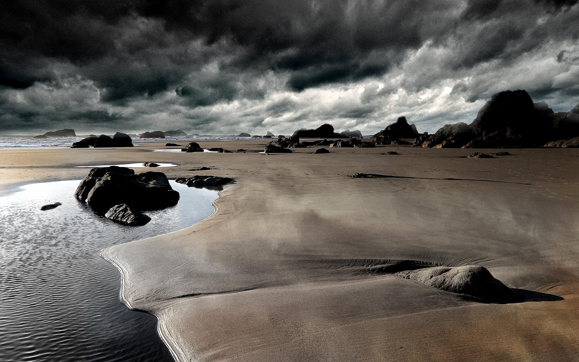 Stormy Beach Background