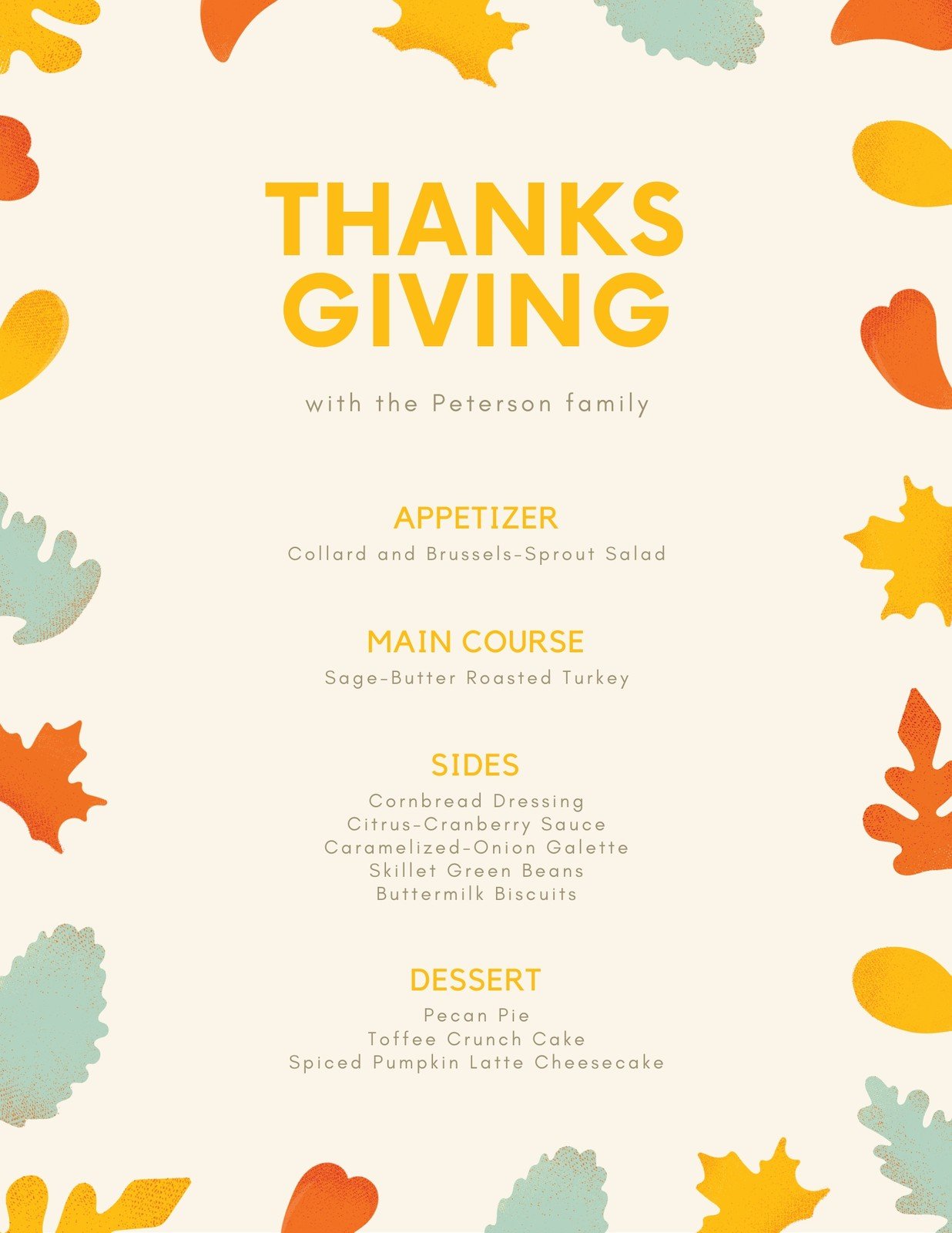 Thanksgiving Menu Background