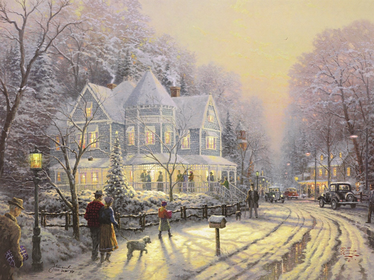 Thomas Kinkade Christmas Background