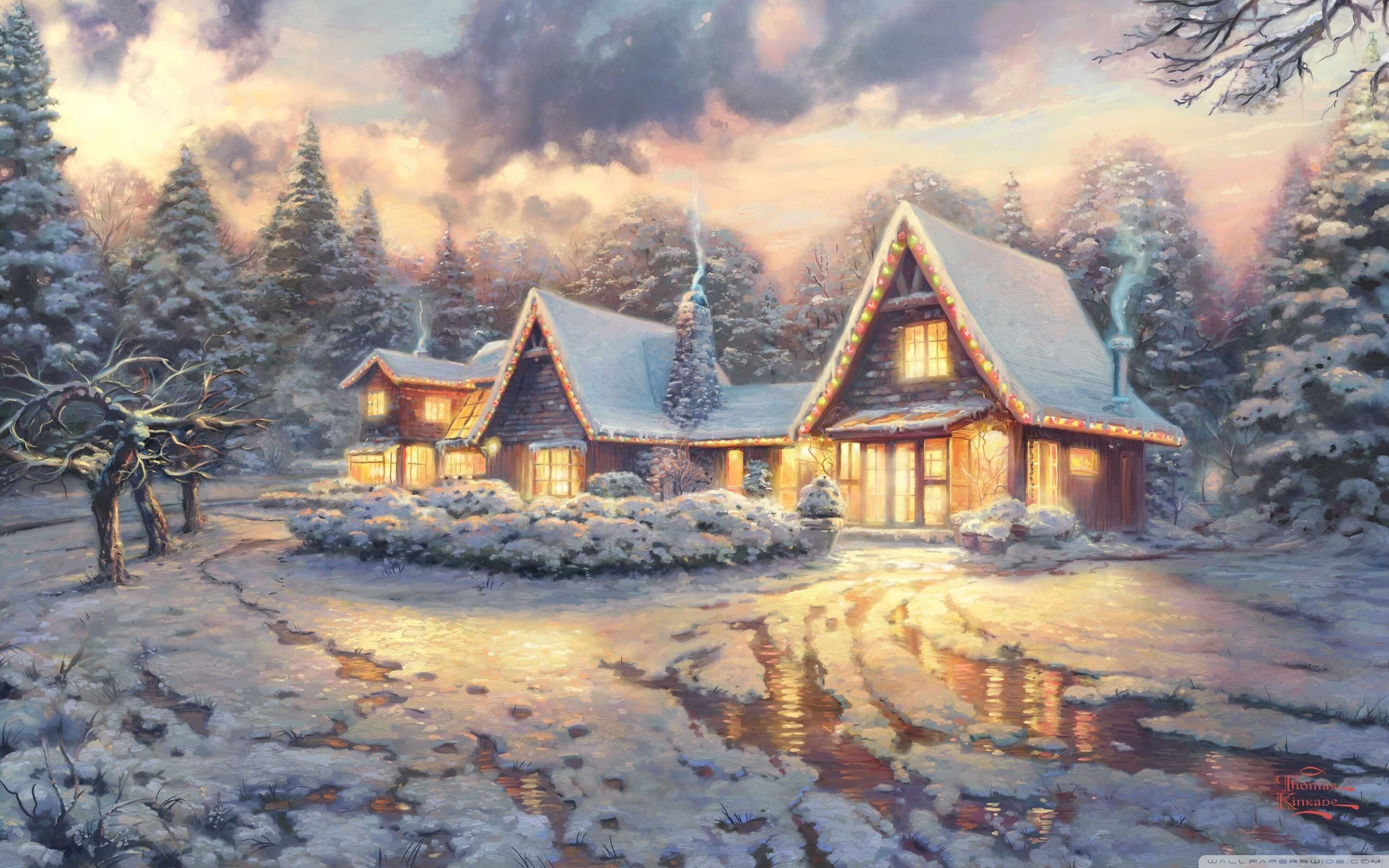 Thomas Kinkade Christmas Background