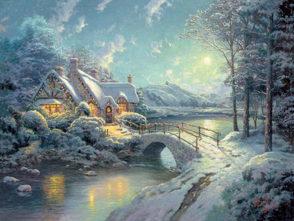 Thomas Kinkade Christmas Background