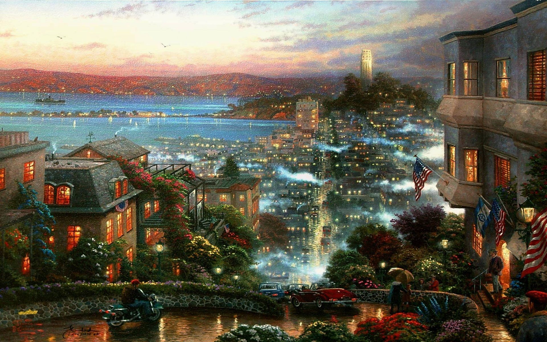 Thomas Kinkade Christmas Background