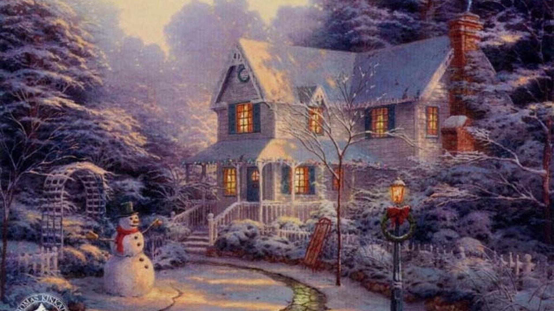 Thomas Kinkade Christmas Background