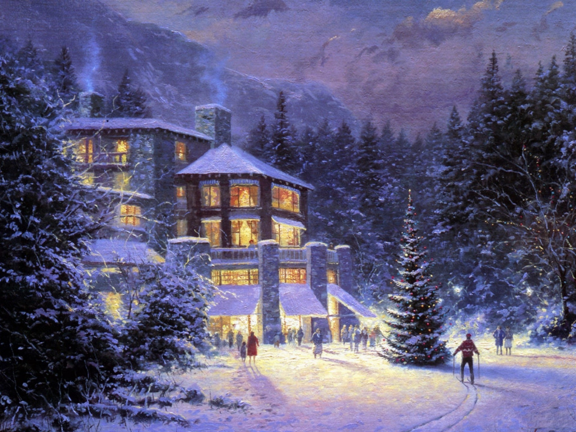 Thomas Kinkade Christmas Background