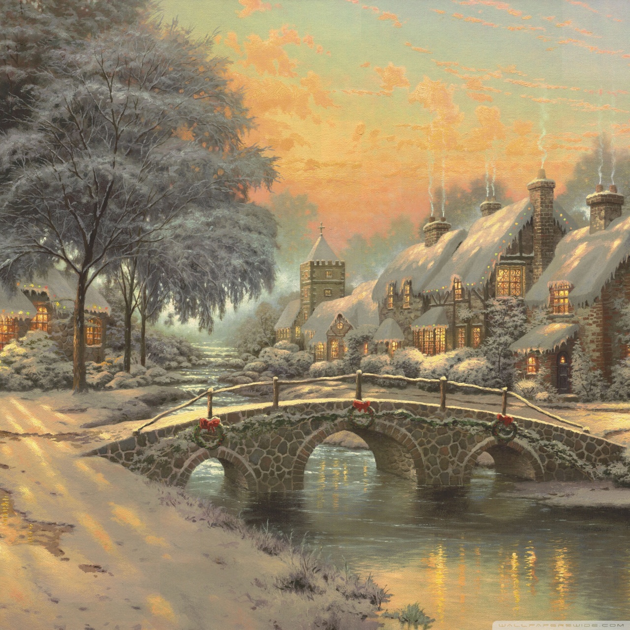 Thomas Kinkade Christmas Background