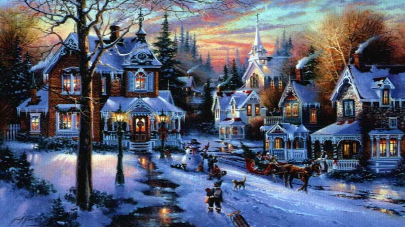 Thomas Kinkade Christmas Background