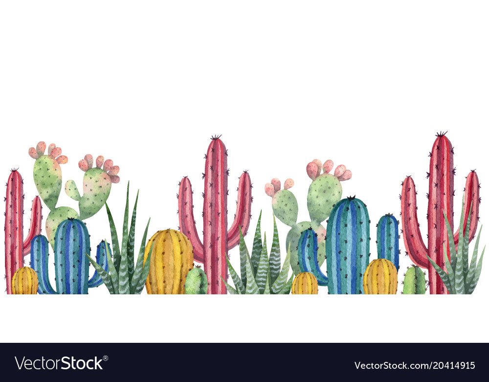 Watercolor Cactus Background