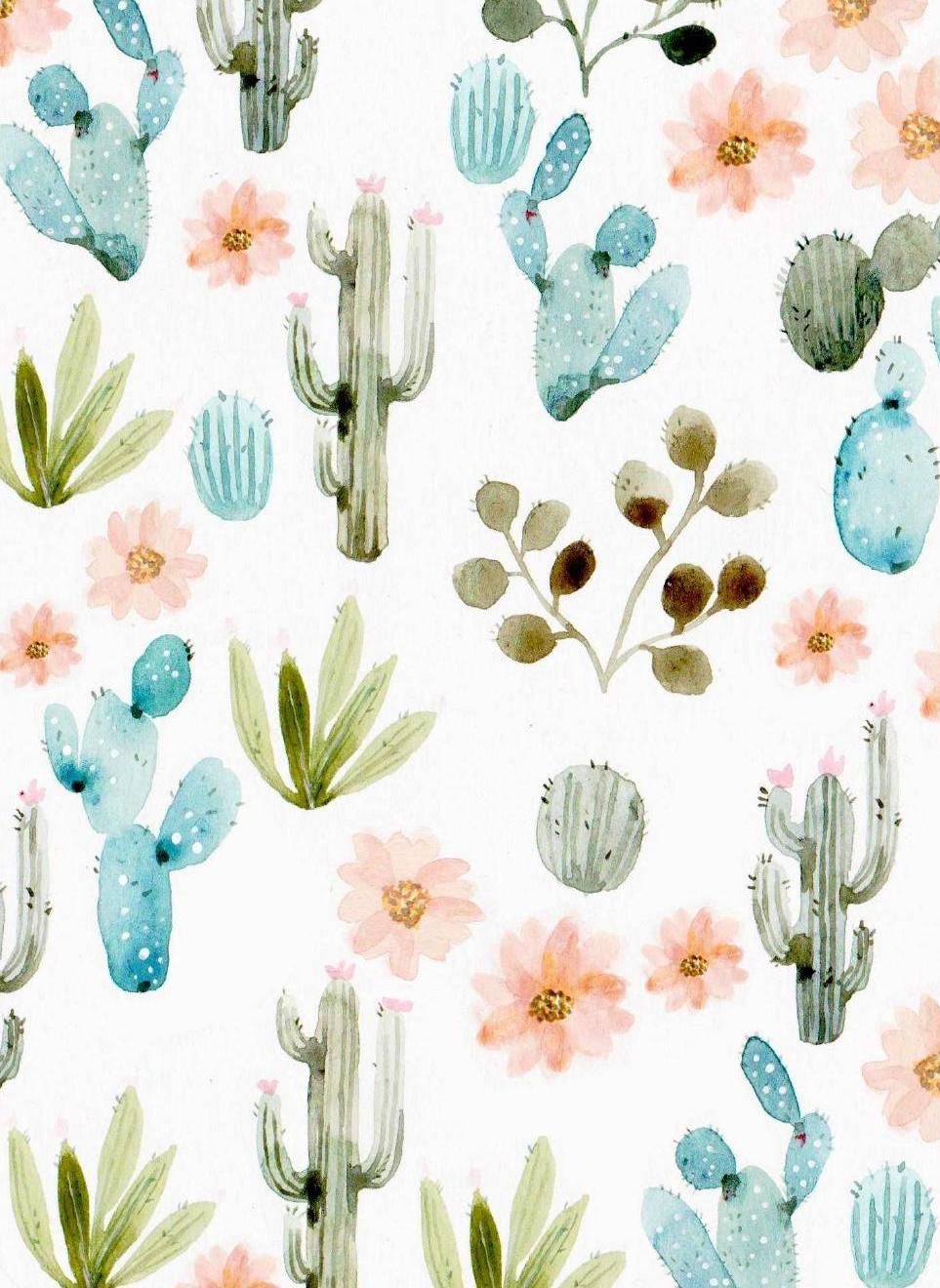 Watercolor Cactus Background